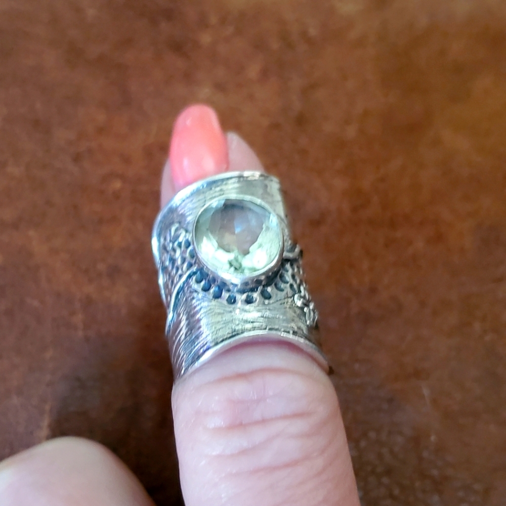 Sterling Silver and Green Topaz Ring